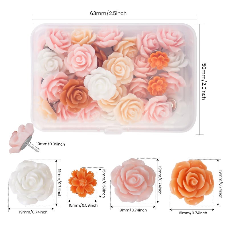 Temoyj Push Pins 24 Pcs,Decorative ThumbTacks for CorkBoard,Feature Wall, Office Organization or Home - Image 2